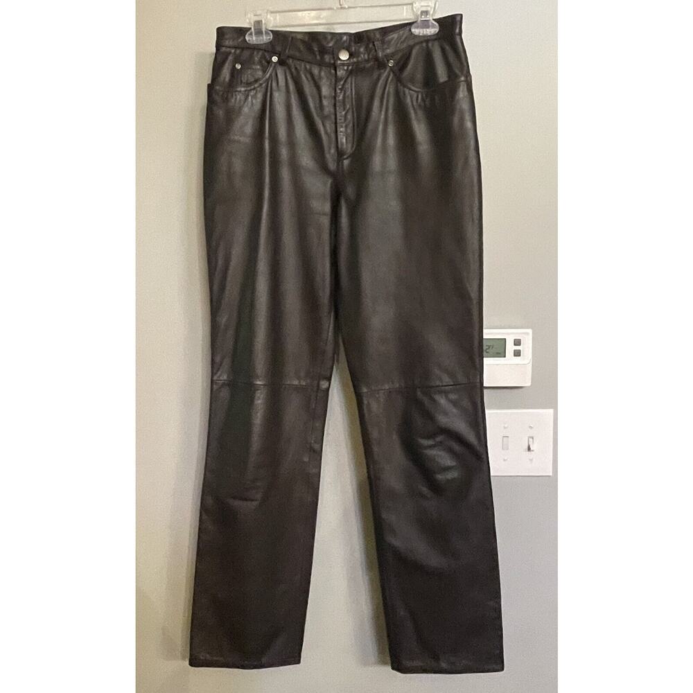 Nine West‎ Leather Pants Dark Brown Lined Womens Bikercore Womens Size 6 EUC